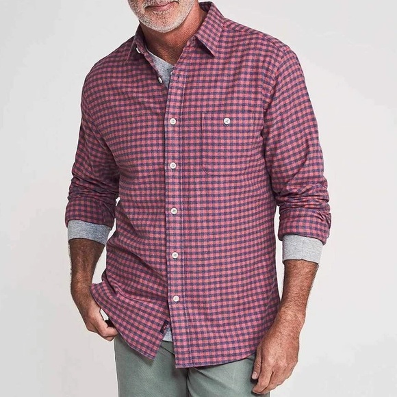Faherty Other - Faherty Stretch Seaview Flannel Shirt Blue Pink‎ Gingham Plaid Cotton Size XXL